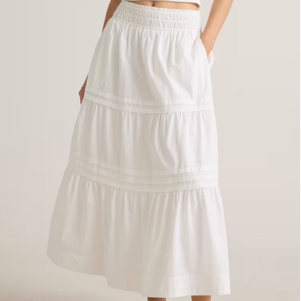 Quince 100% Organic Cotton Poplin Tiered Maxi Skirt
